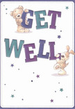 This joyful get well card brims with Crofton Park's warm, welcoming energy. Two cuddly friends-a beaming teddy bear and a delightfully floppy-eared puppy-pop playfully from the page, cheerfully presenting the large, colourful 'Get Well' message. The text, bold and vibrant in tones of indigo and teal, shines against a creamy background, as scattered stars twinkle in various shades of blue and purple, spreading hope across the card like fairy lights along Brockley Road. The illustration's tactility-the bear's fuzzy fur and the puppy's soft pelage-invites a sense of embrace, echoing the gentle touch of a hand-tied arrangement from Florist Crofton Park. Every aspect, from the confident typography to the magical starbursts, is designed to brighten spirits, making this card an ideal token of affection for anyone in Crofton Park on the mend, reminding them that comfort, encouragement, and heartfelt care are always close at hand.